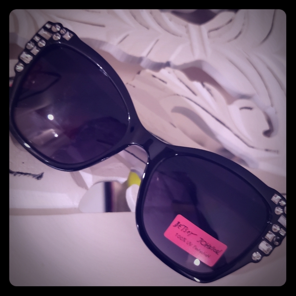 Betsey Johnson Black & Silver Sunglasses NWT